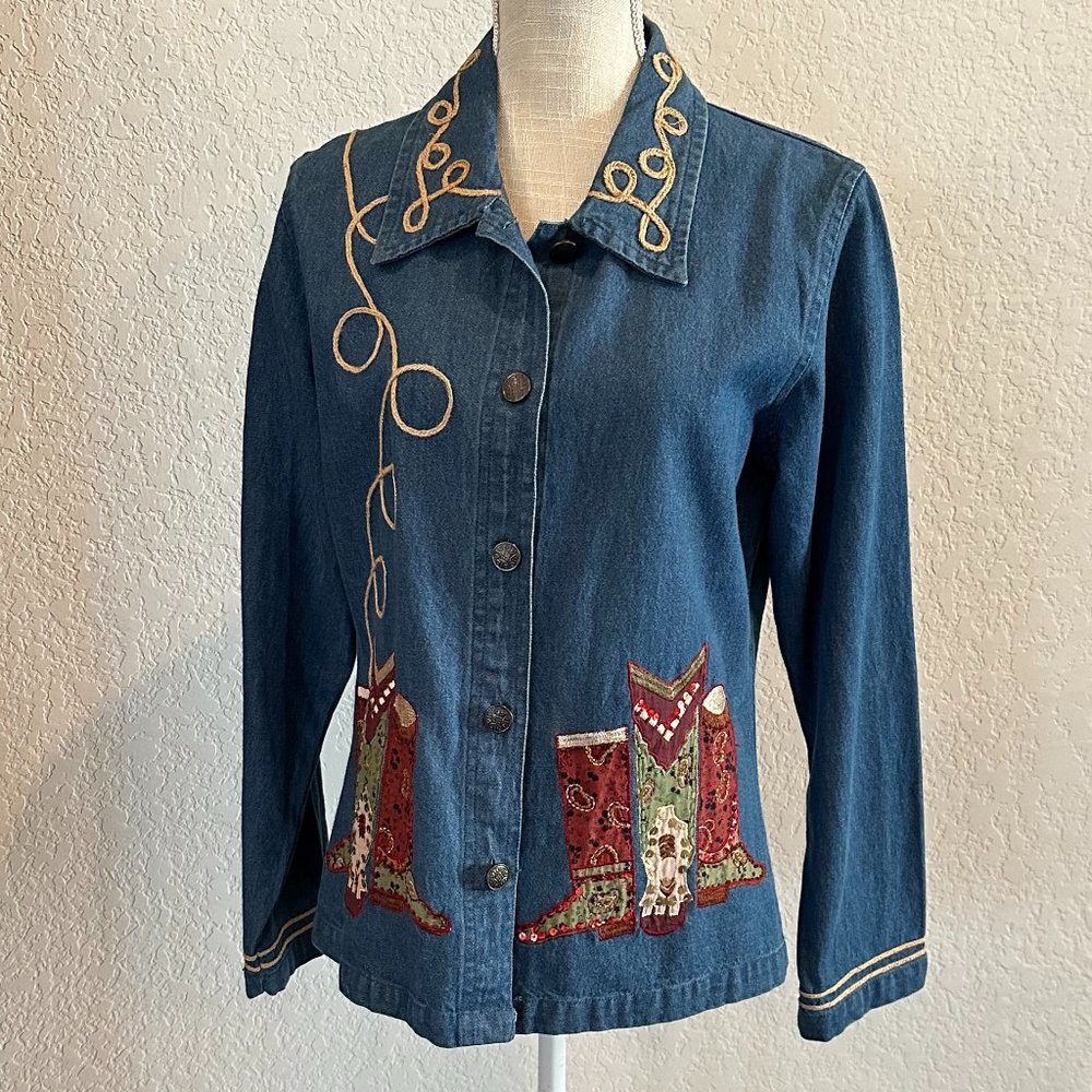 Vintage TANTRUMS Cowgirl Up Denim Jacket - M - Picture 13 of 13